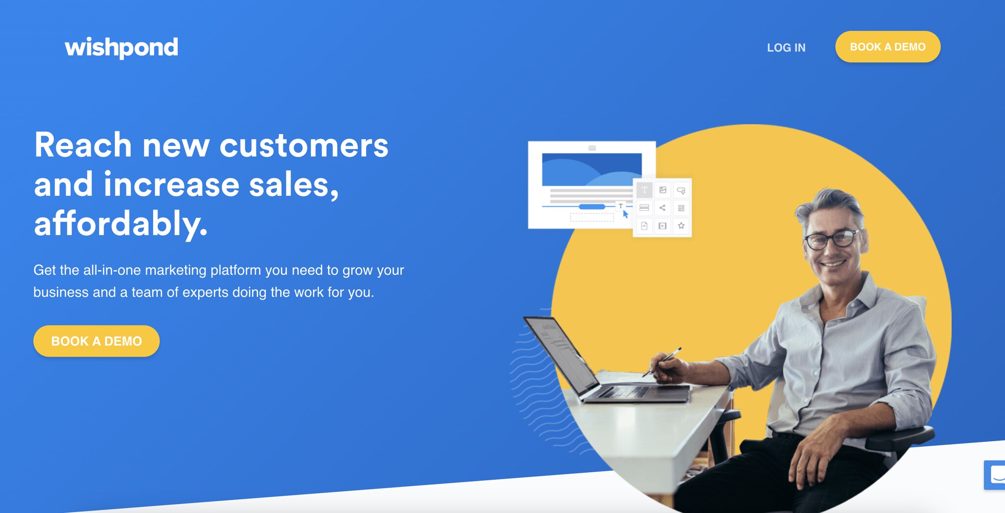A screenshot of the landing page of Wishpond, email marketing automation software