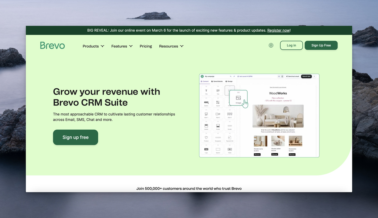 the email marketing page of Brevo