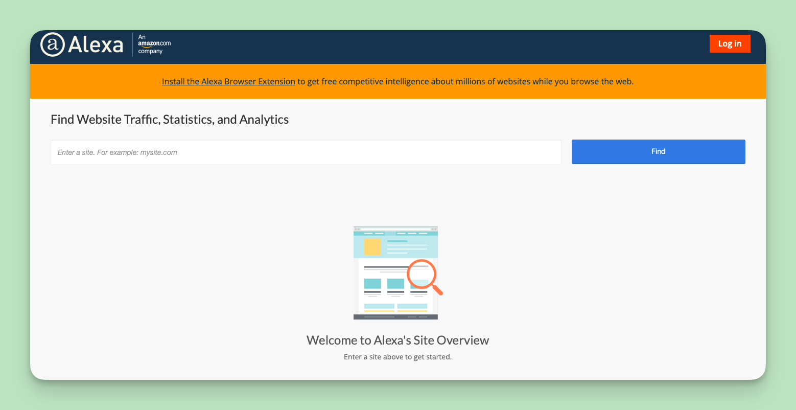 A screenshot of the Alexa homepage, one of the Competitor Monitoring Tools.