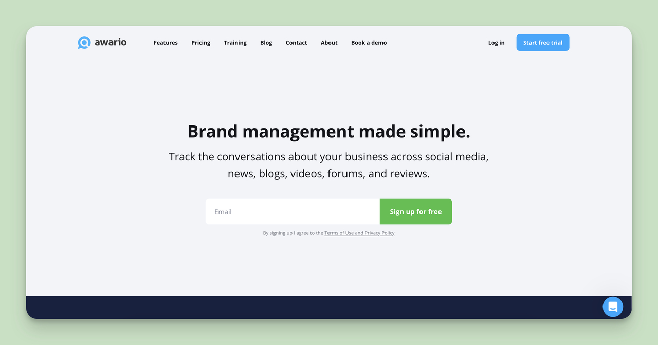 A screenshot of the Awario homepage, one of the Competitor Monitoring Tools.