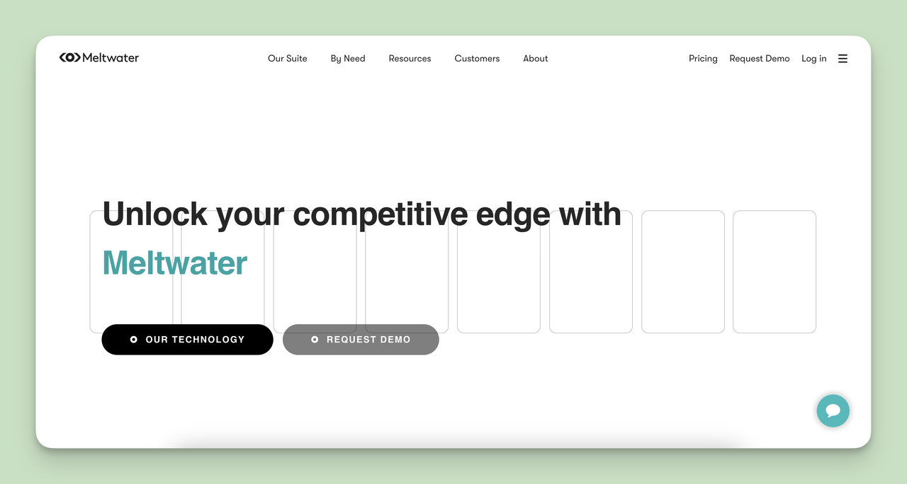 A screenshot of the Meltwater homepage, one of the Competitor Monitoring Tools.