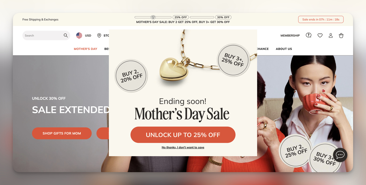 Ana Luisa sezonluk indirim pop-up örneği