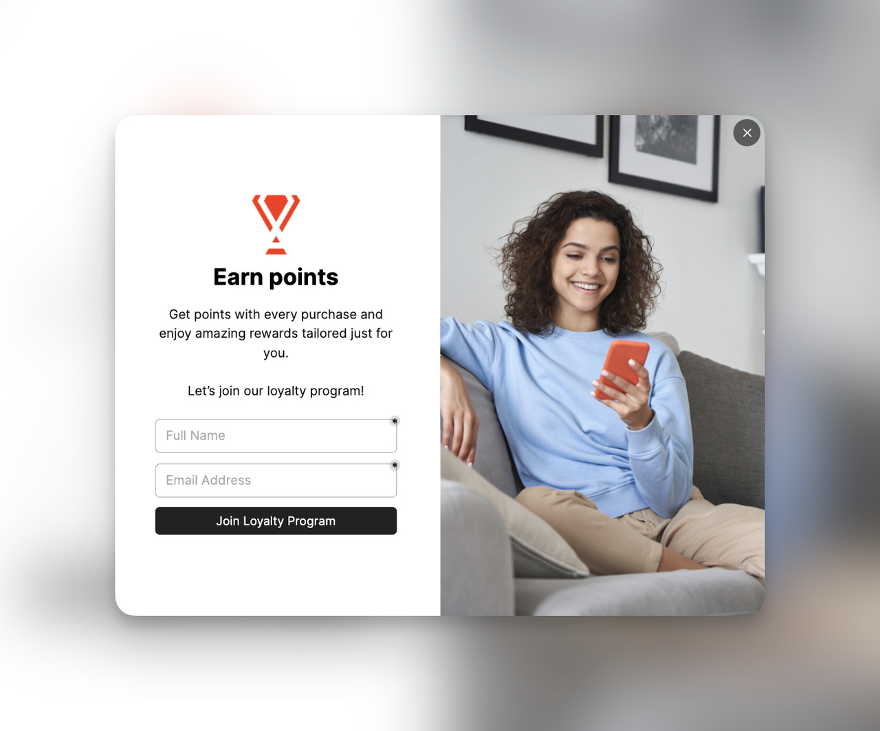 Kullanabileceğiniz Popupsmart sadakat ve tavsiye indirim popup örneği