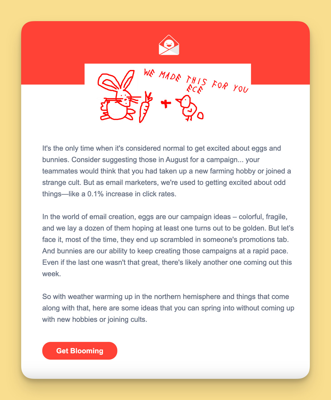 Really Good Emails Paskalya Pazarı e-posta örneği.