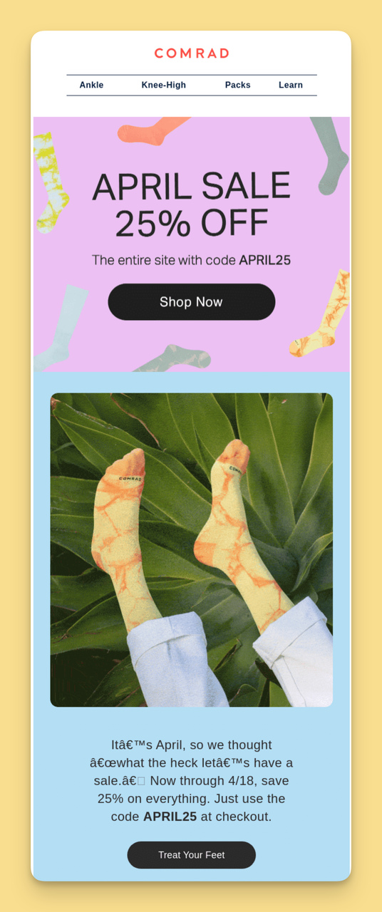 Comrad Spring Email Subject Lines with Sales & Discounts