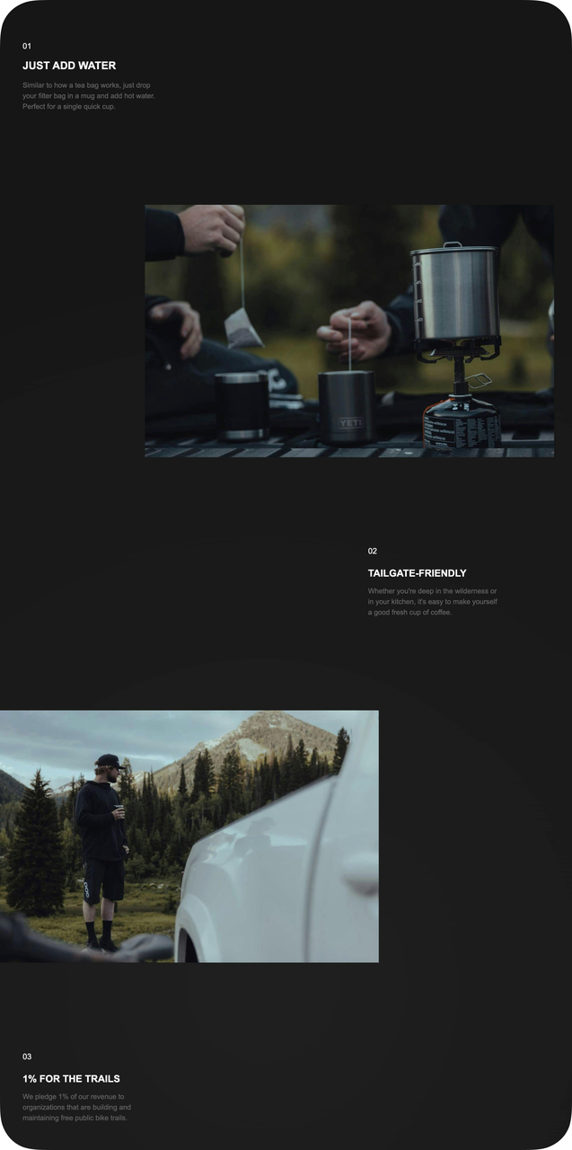 st33p landing page middle section showing product in action
