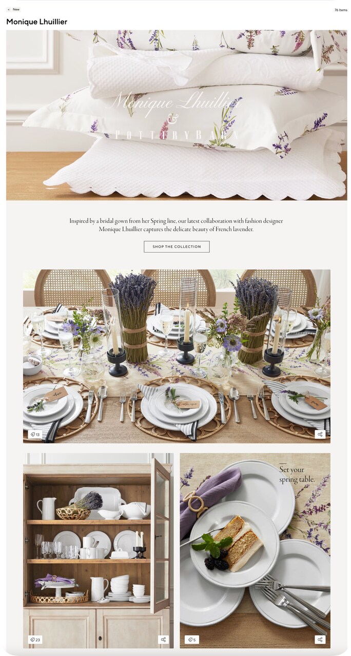 Pottery Barn x Monique Lhuillier spring collection with 76 curated items