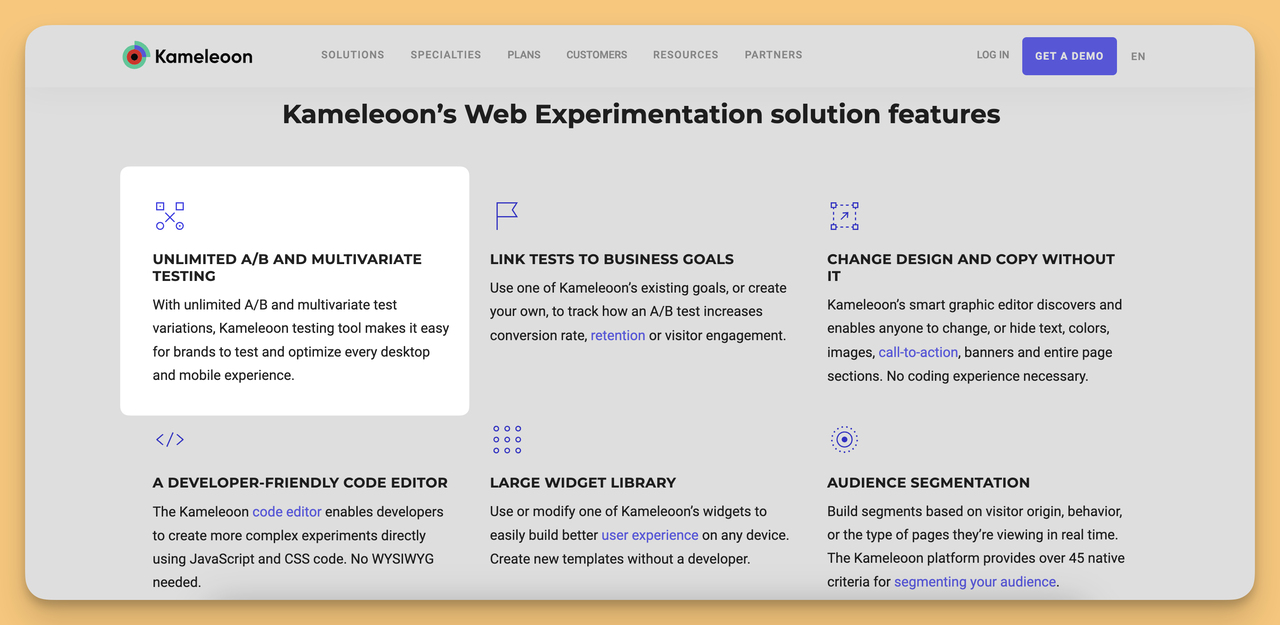 Kameleoon which is a split testing tool