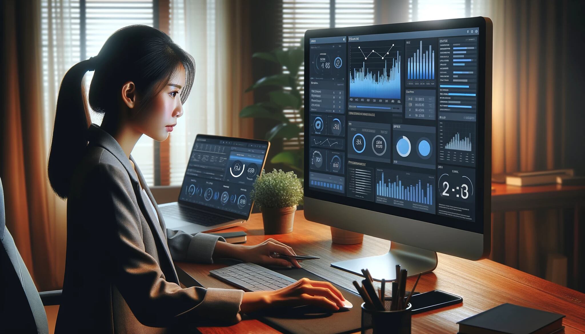 Kampanya performansı ve KPI'larını kontrol eden küçük işletme sahibi