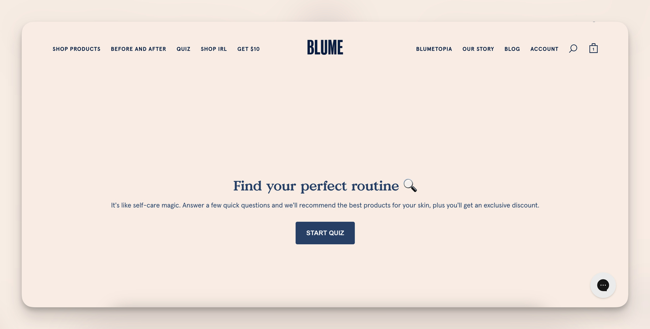 An example of Market Research function from Blume showing their customer survey