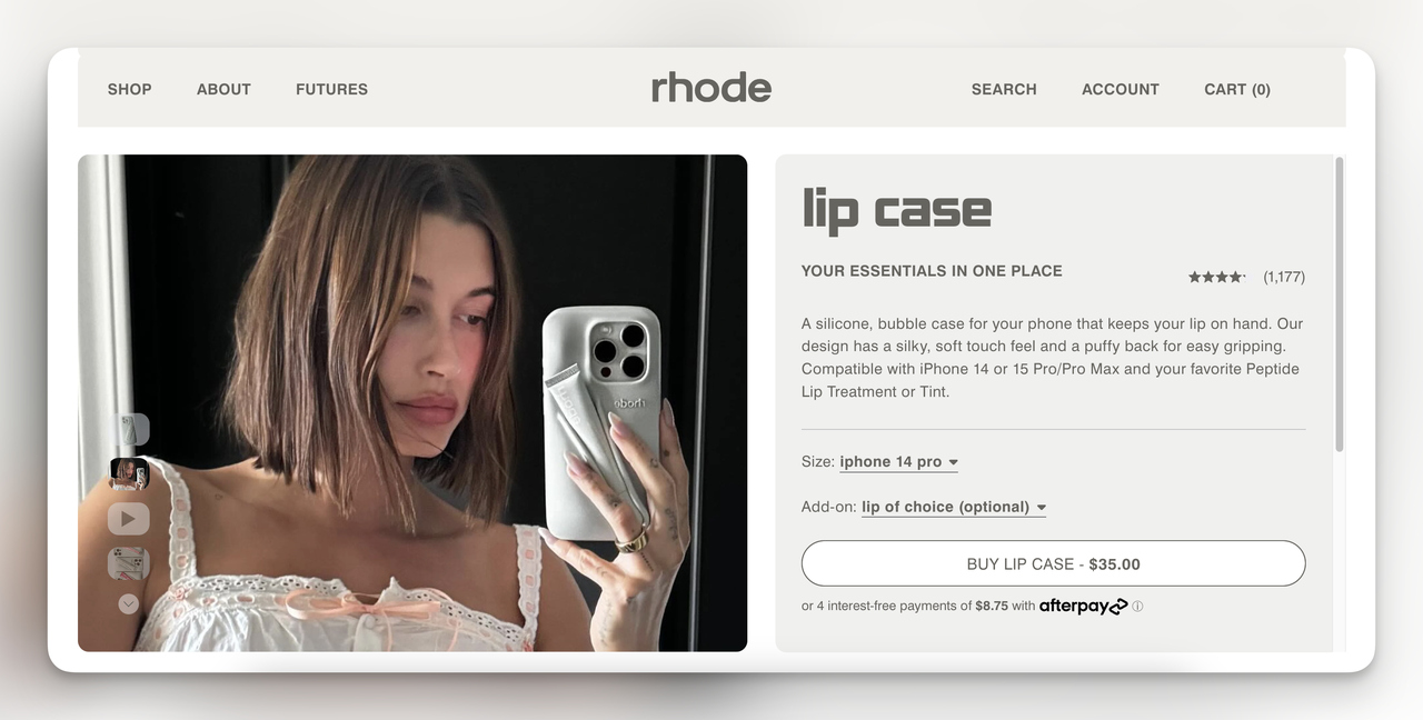 An example of Promotion function from Rhode showing user-generated content