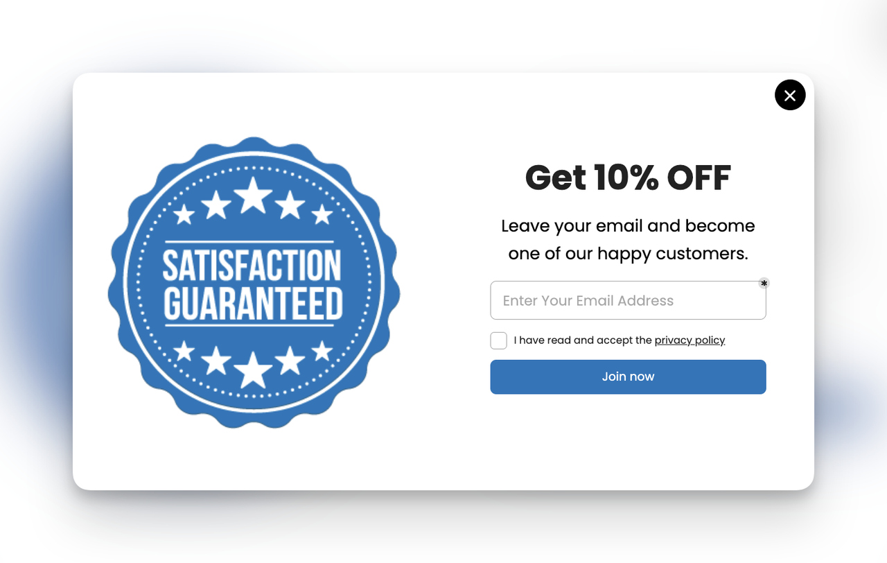 completed trust badge popup created with Popupsmart
