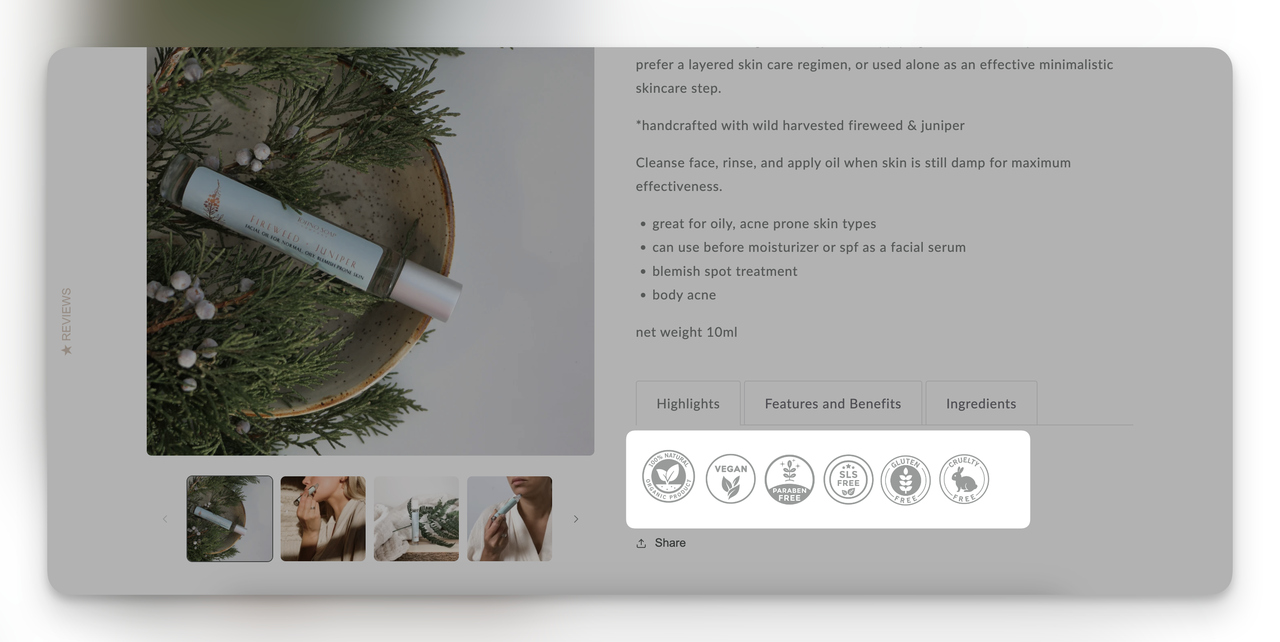 guarantee trust badges displayed on Tofino Soap Company product page