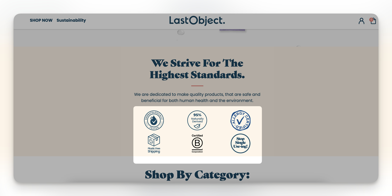 trust badges displayed on an e-commerce homepage example