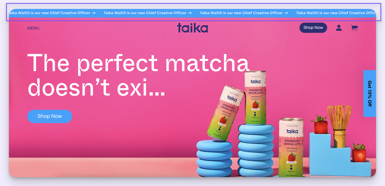 Taika hello bar example