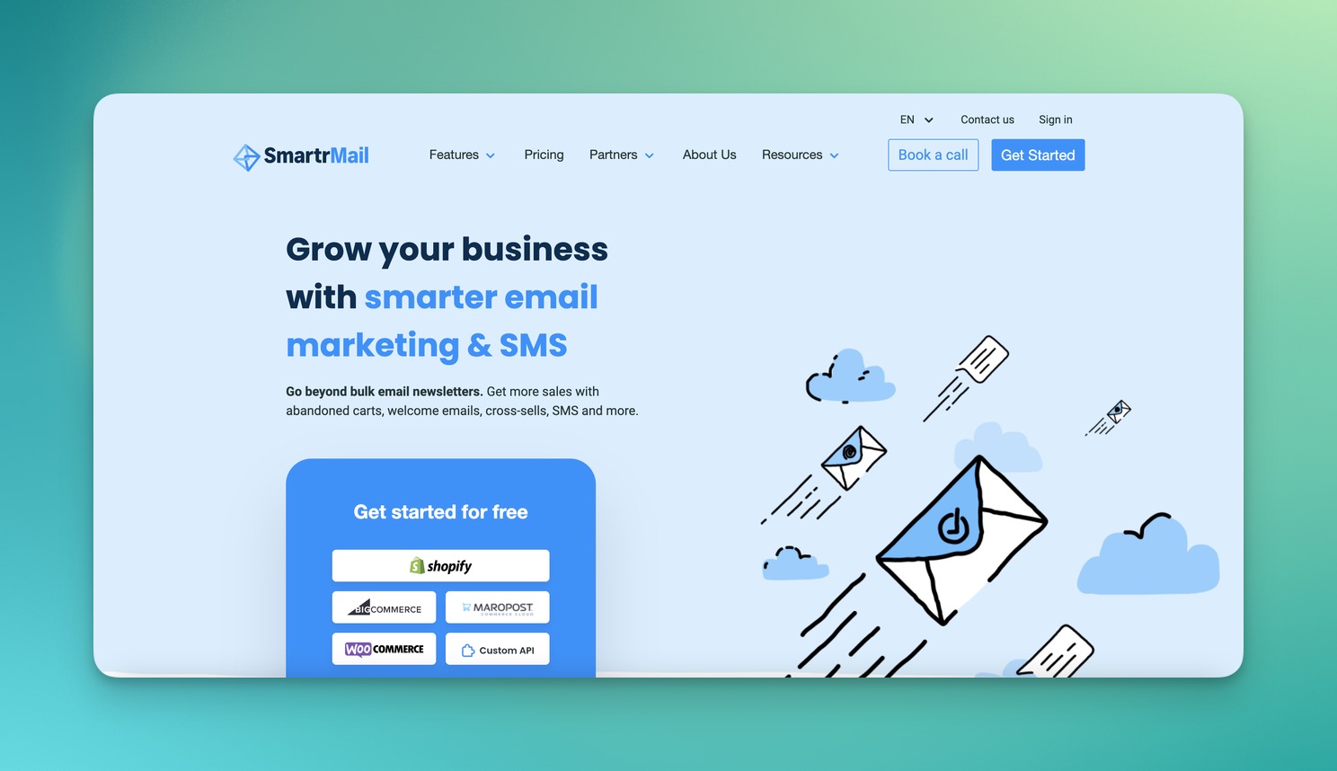 SmartrMail'in e-posta pazarlama sayfası