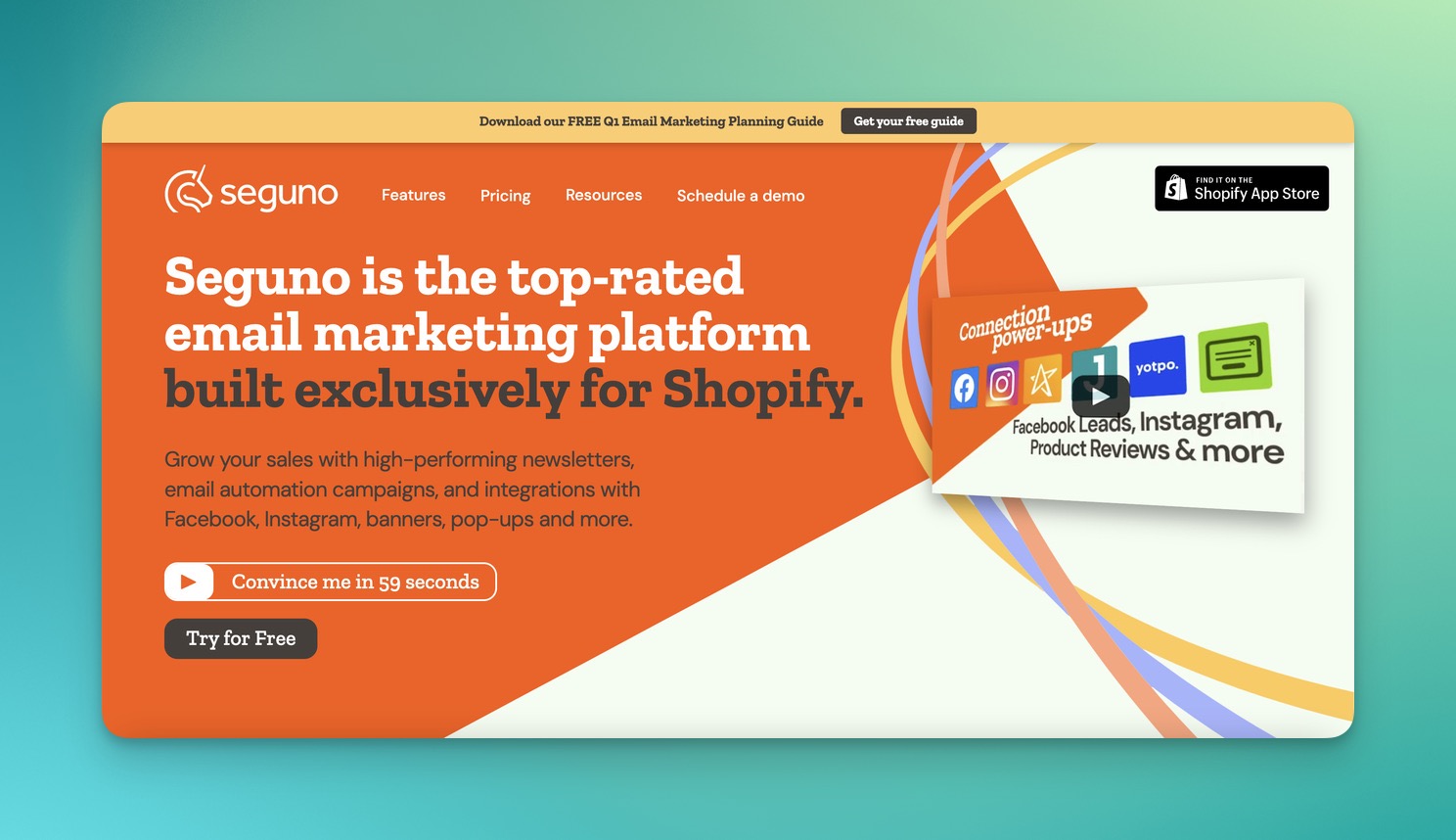Seguno'nun ana sayfası. Shopify uygulamasıdır.