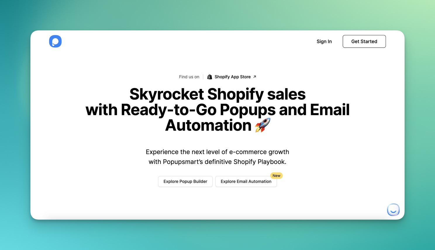 Shopify kullanıcıları için Popupsmart e-posta otomasyon sayfası