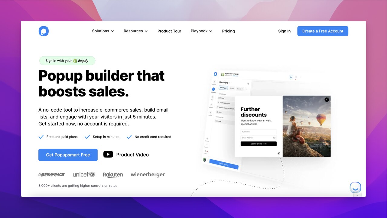 the Popupsmart homepage