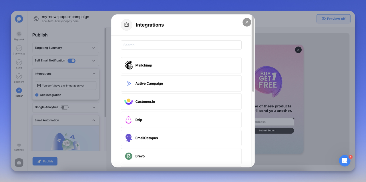 Integrate with your email service provider