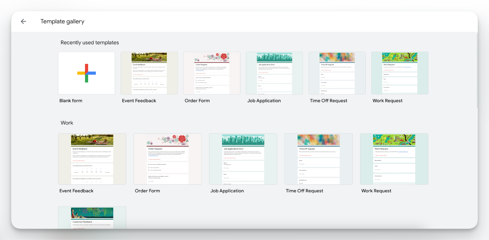 A screenshot from the control panel of Google Forms, a form creation tool