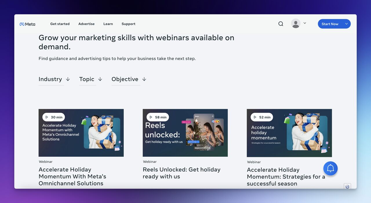 webinar promotion options from Meta