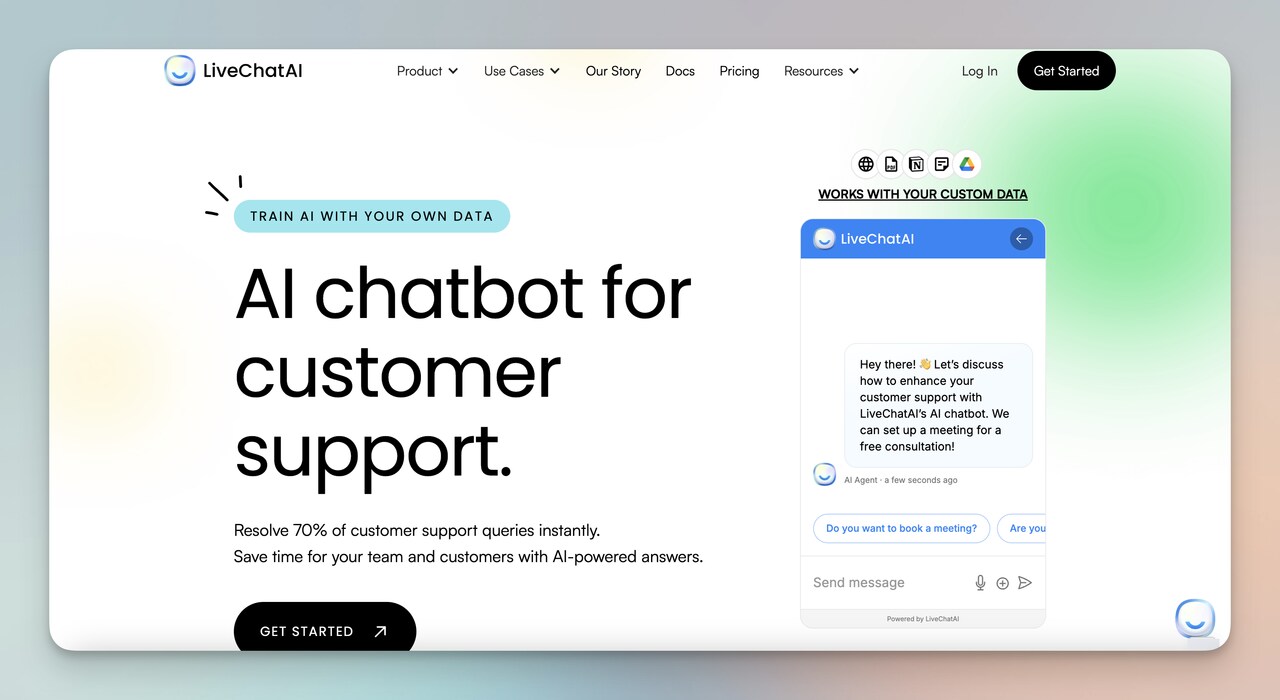 LiveChatAI anasayfası
