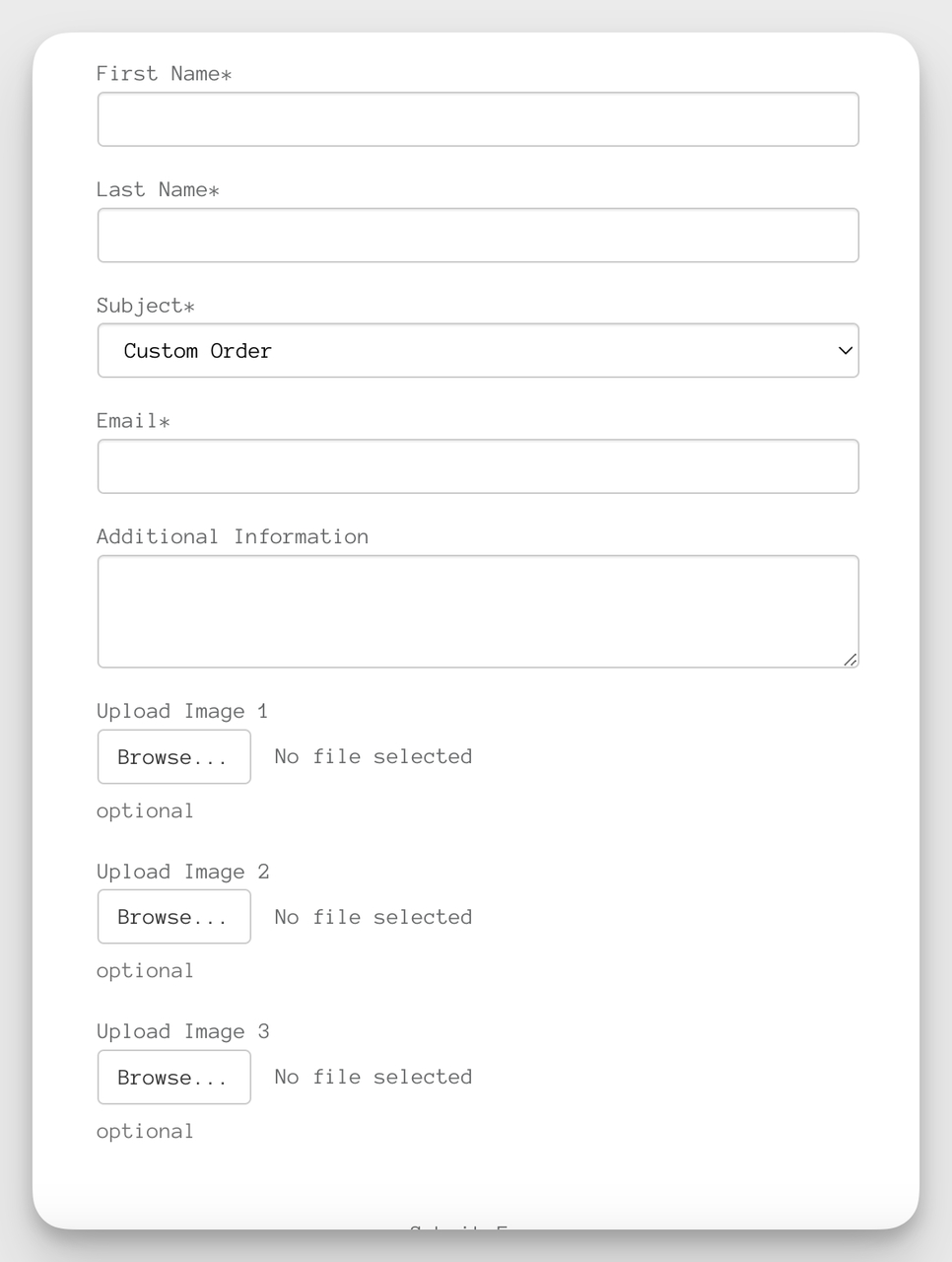 Silk Willow event florals contact form example