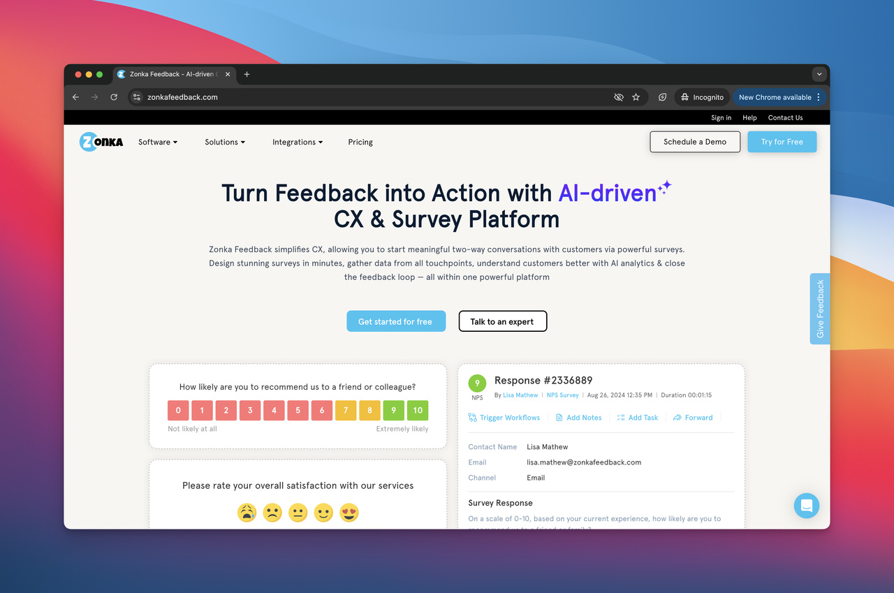 Zonka Feedback homepage
