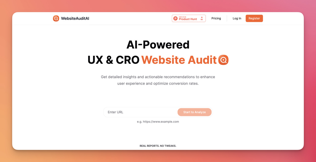 WebsiteAuditAI anasayfası