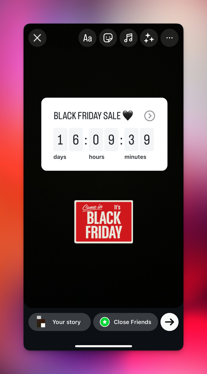 Instagram hikayede geri sayım sayacı