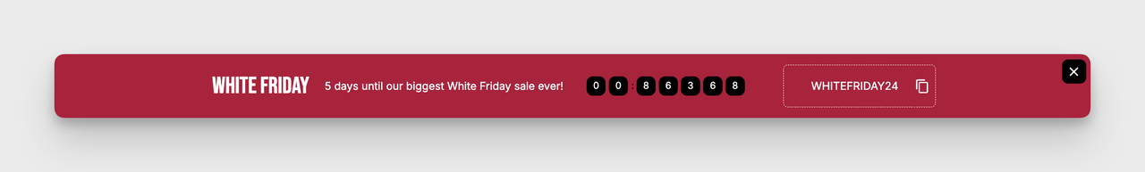 Teaser campaing with countdown timer for white friday