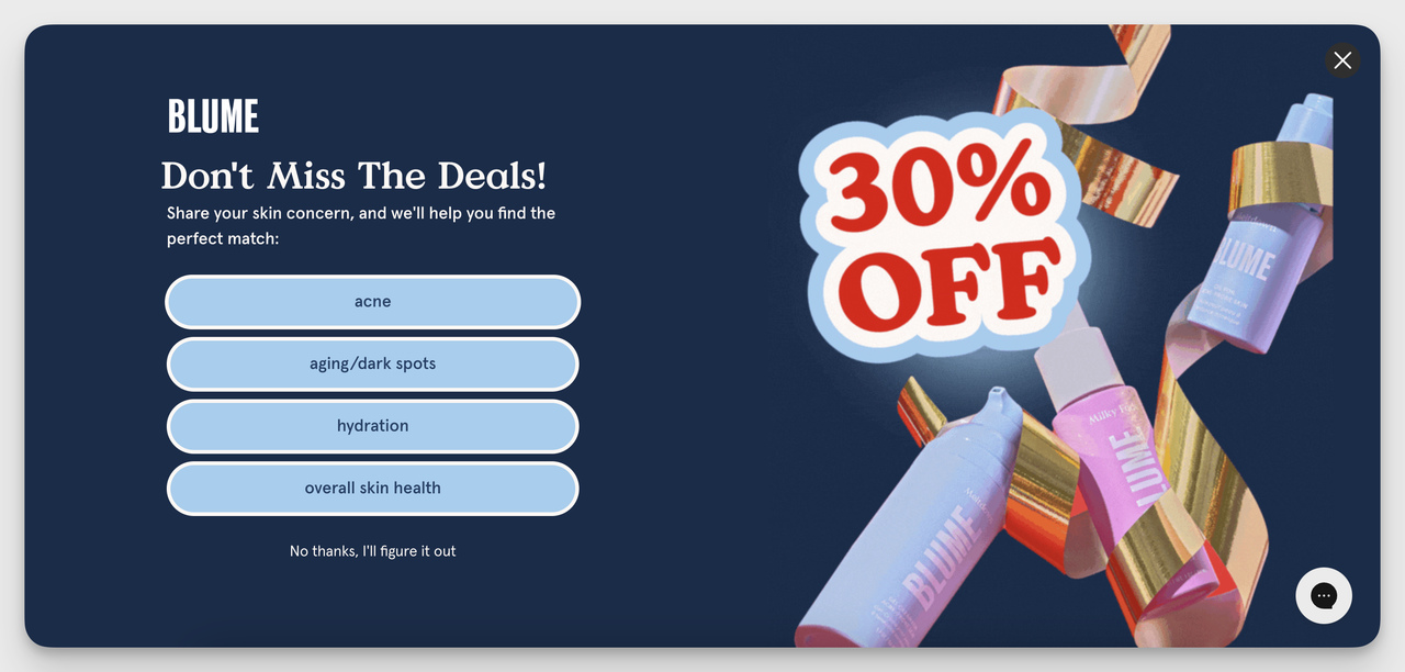 Website Overlay Examples 1: Blume