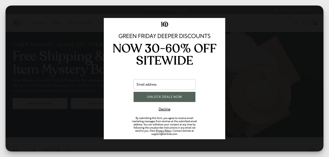 Website Overlay Example 8: Tentree
