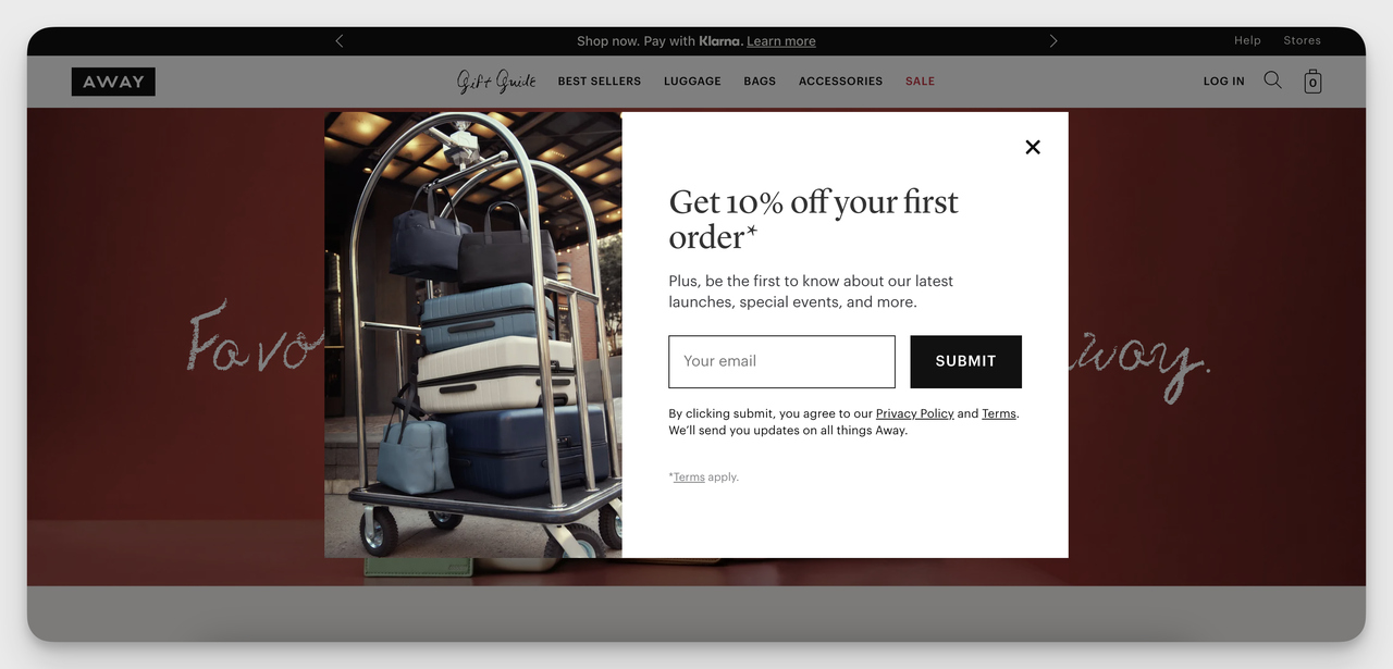 Website Overlay Example 7: Away