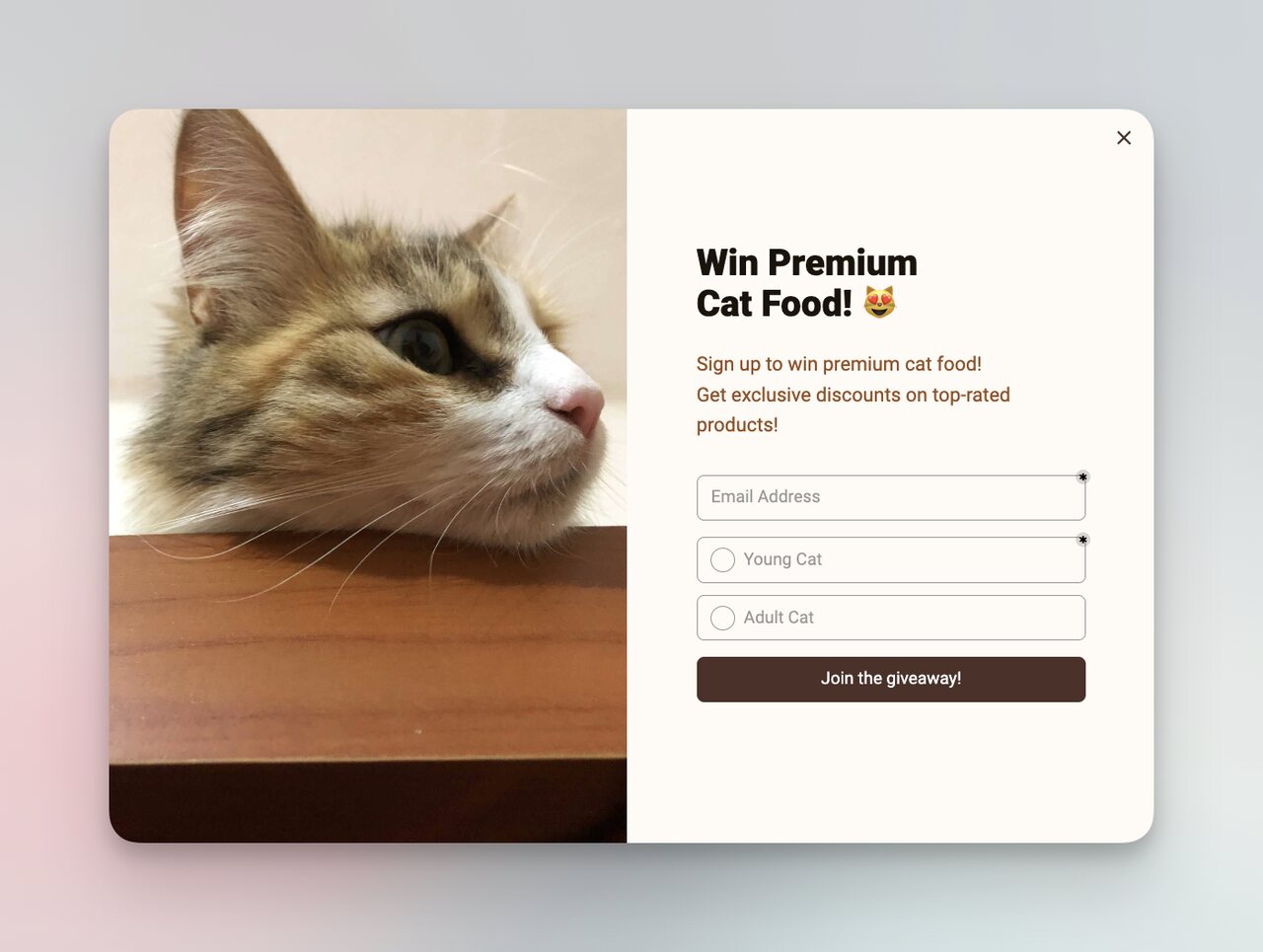 the giveaway popup template from Popupsmart