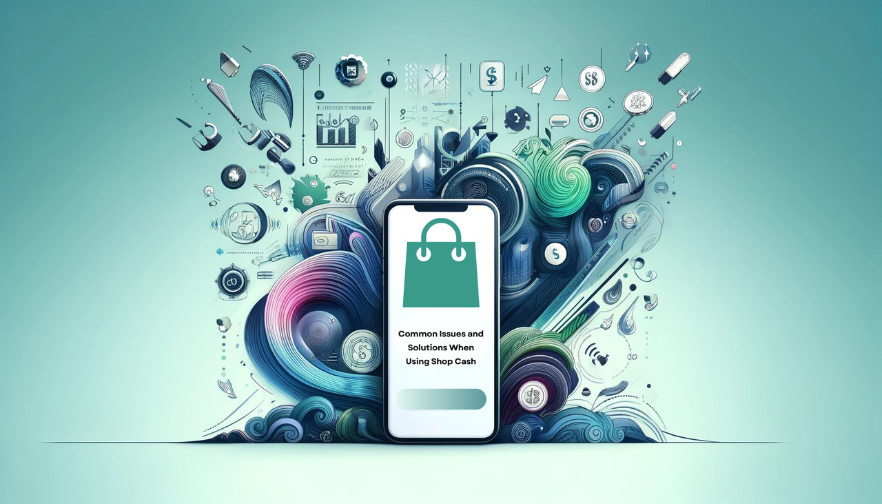 "Common issues and solutions when using shop cash" text on a phone and decoration on the back of the phone.