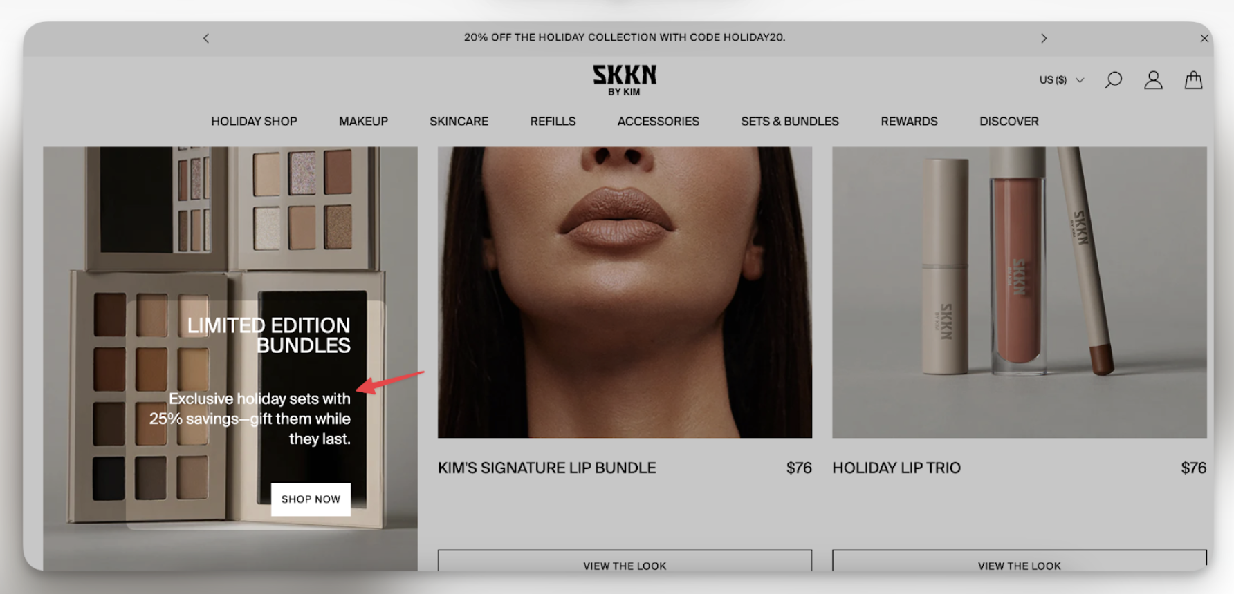 SKKN by Kim limited edition holiday bundle campaign emphasizing exclusivity and savings