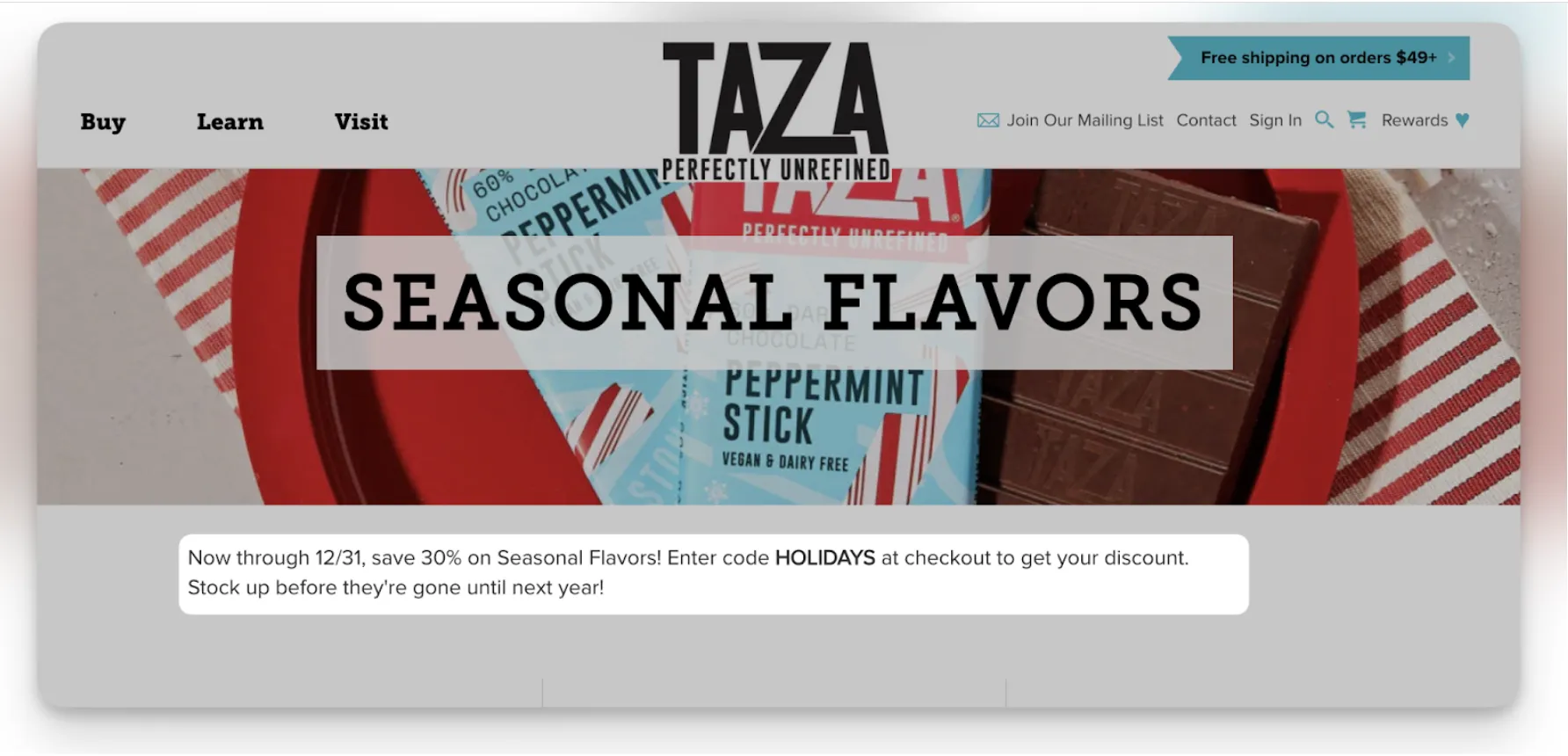 Taza seasonal flavors campaign telling shoppers to stock up before they are gone until next year