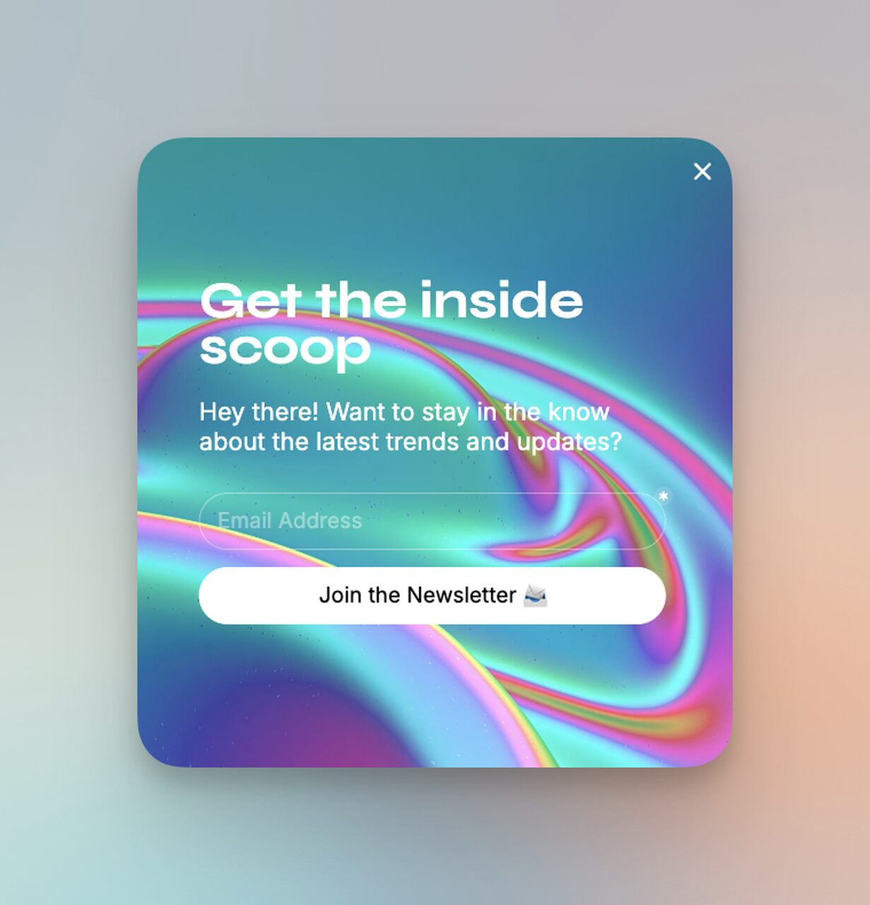 email newsletter popup sample