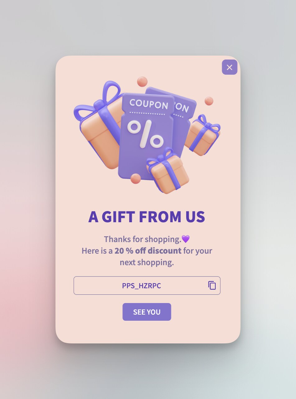 loyalty reward popup
