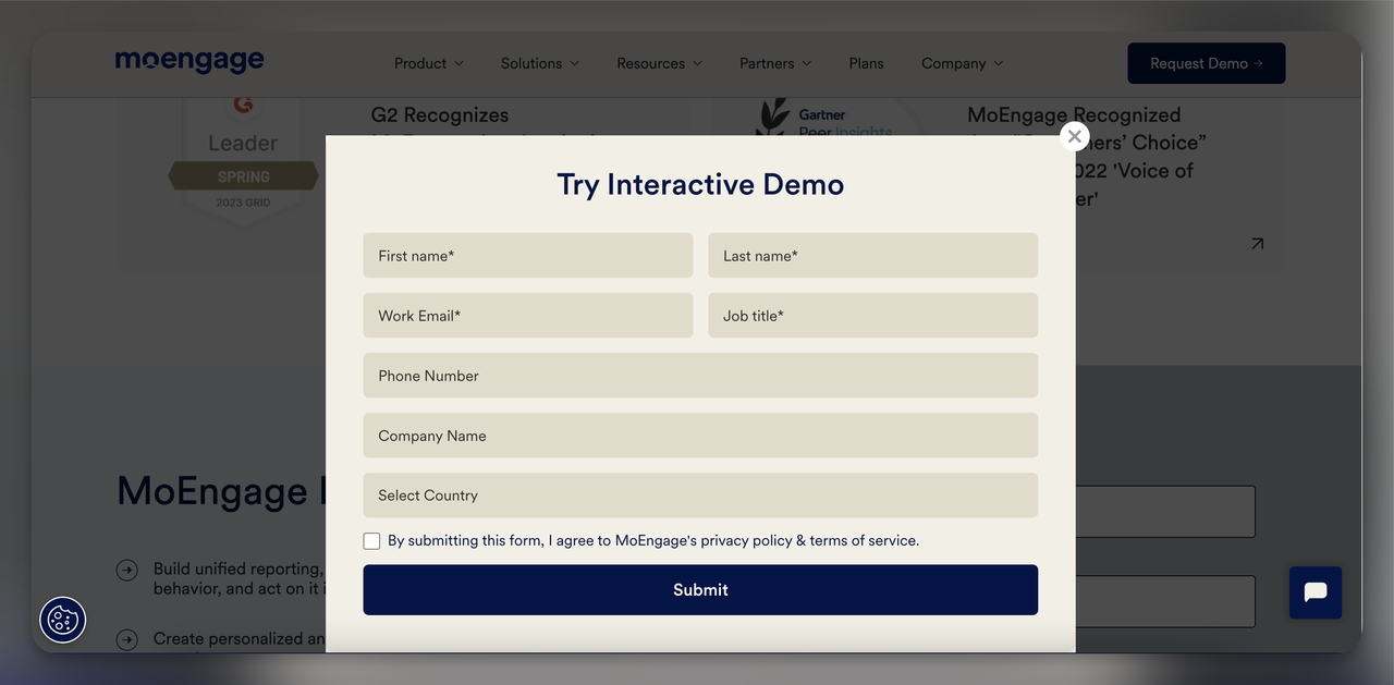 MoEngage’s multi-step popup second step