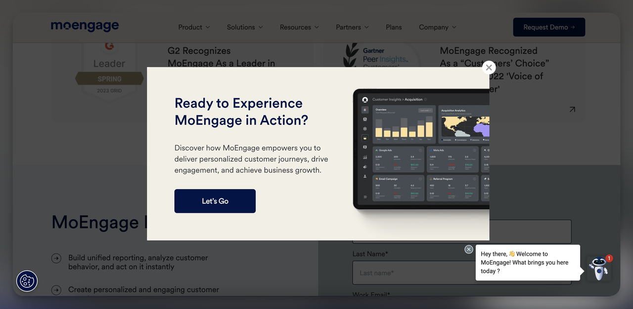 MoEngage’s multi-step popup first part