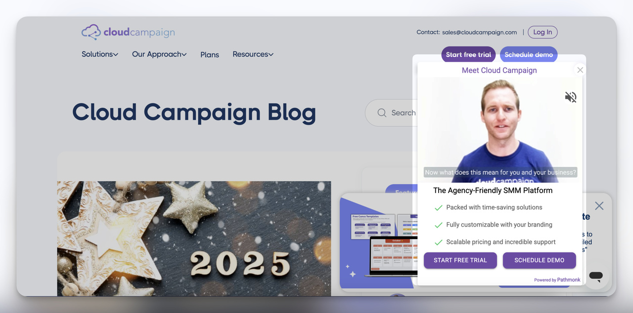 Cloud Campaign demo, video popup
