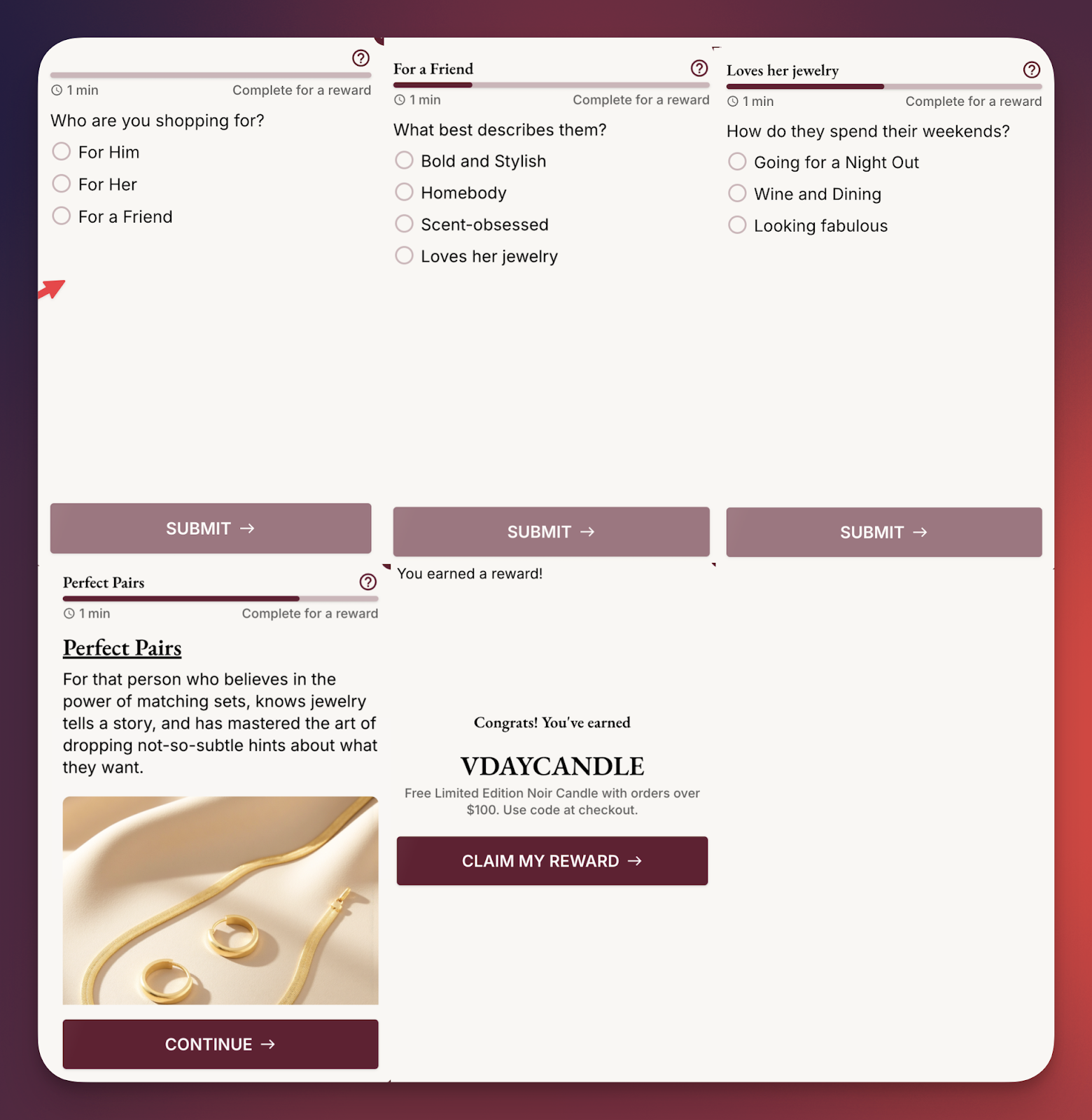 3. Personalized gift quizzes two