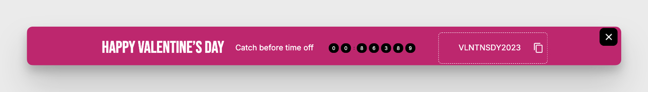 floating bar or popup with a countdown timer