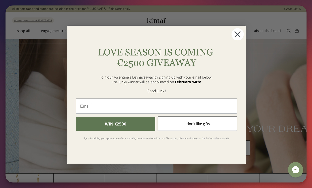 8. Email list building with giveaways