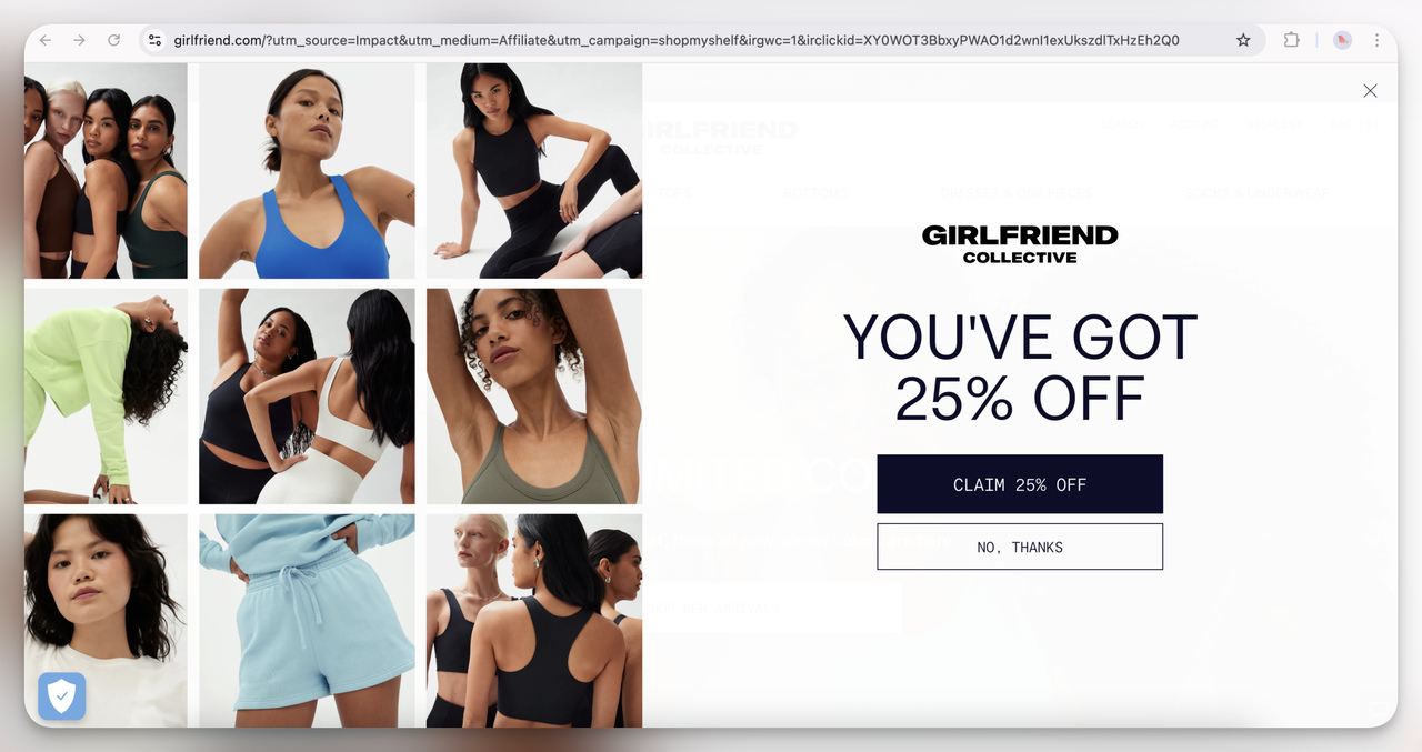 17. Girlfriend Collective Discount Popup (Overlay)