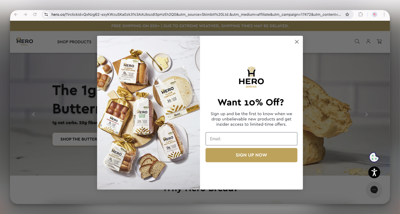19. Hero Bread Discount Offer Popup (Overlay)