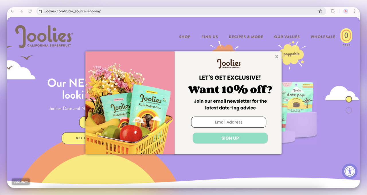 21. Joolies Discount + Newsletter Popup (Overlay)